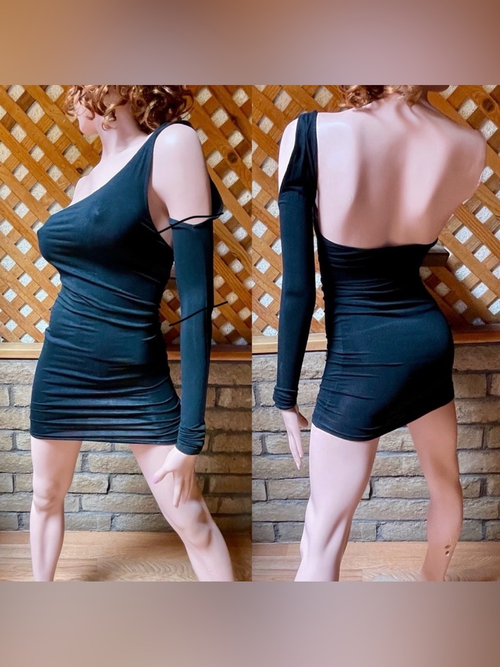 Sexy LBD Little Black Uni Sleeve Strapless DRESS S/M